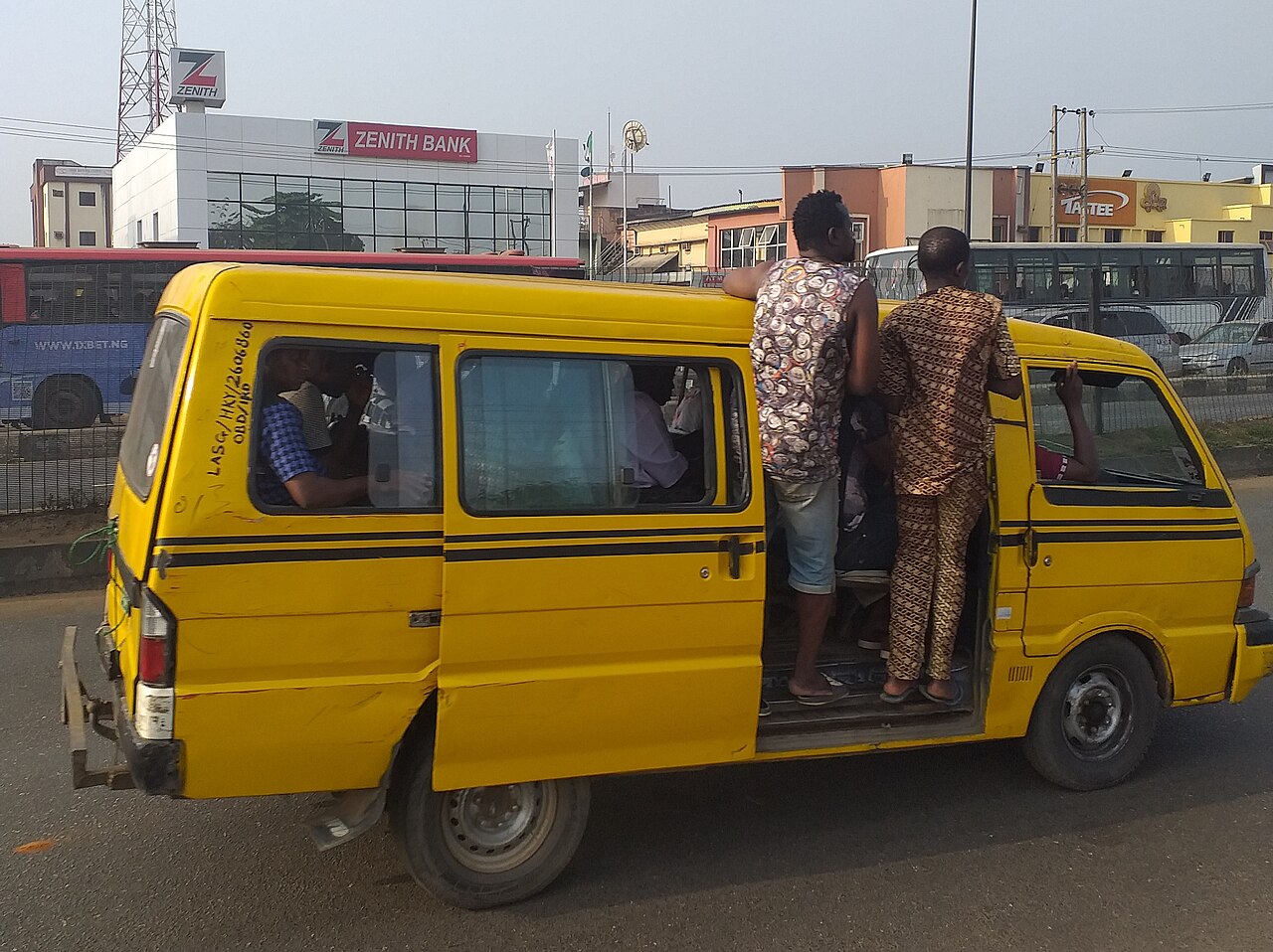 Danfo bus conductors in Lagos.